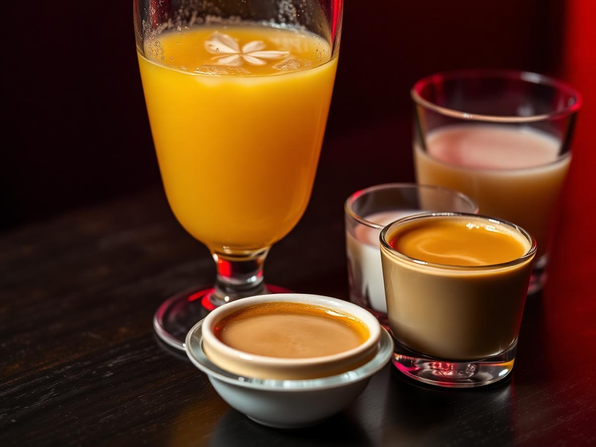 Fresh orange juice, coffee and milk at Karma Restaurant