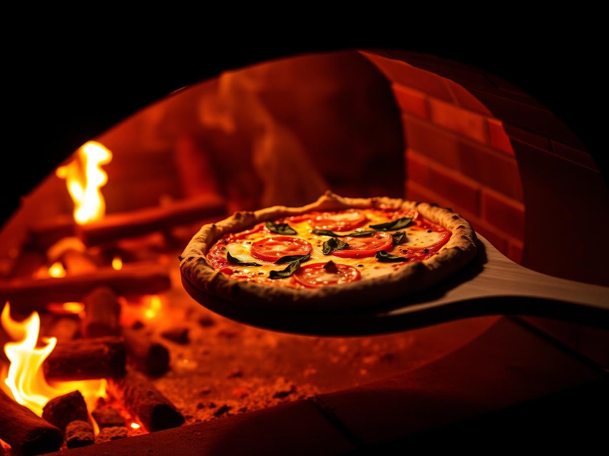 Wood-fired pizza oven at Karma Restaurant